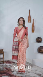 Vasanthi — Rust and Peach Paisley Motif Cotton Linen Saree