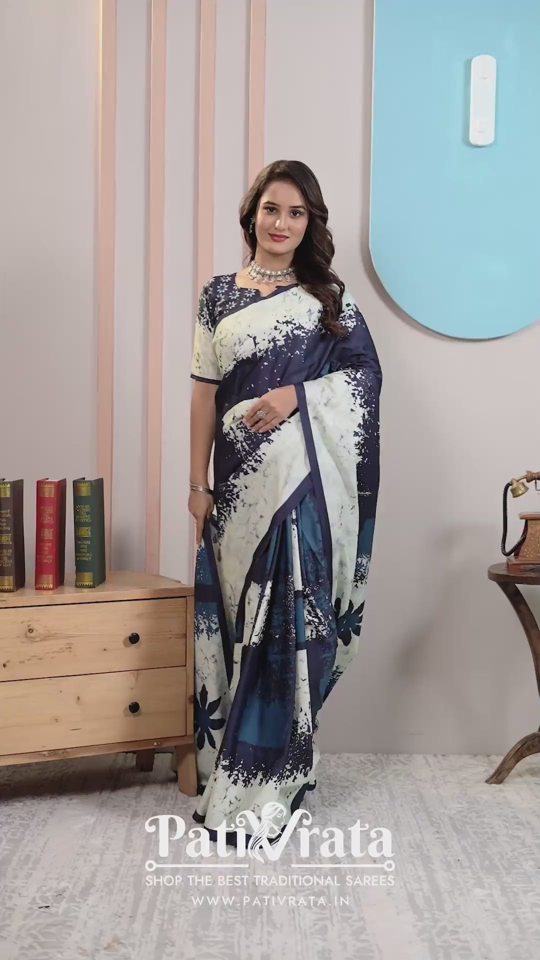 Vaidehi — Indigo Petal Breeze Cotton Linen Saree