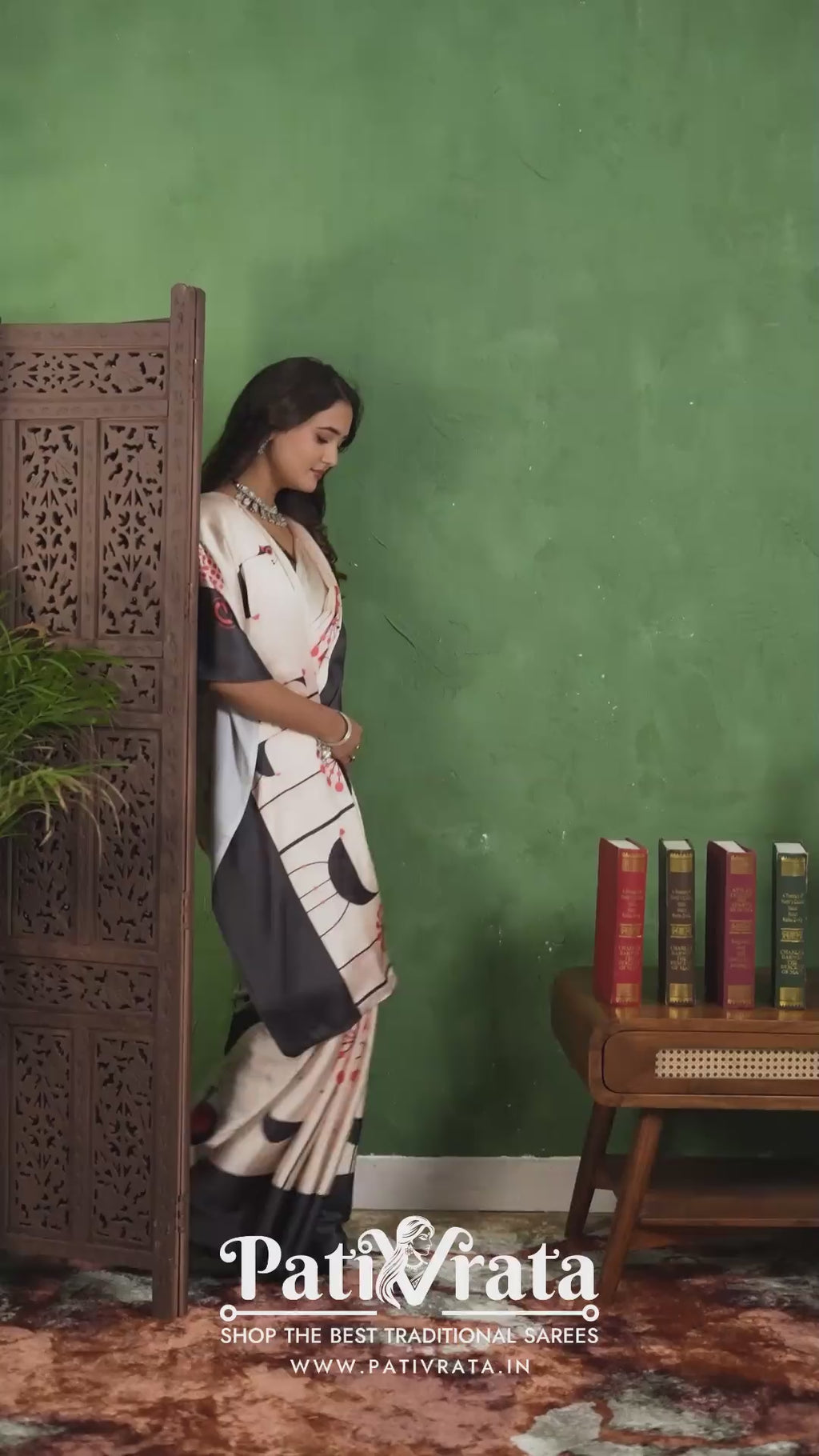 Nayantara — Modern Art-Inspired Satin Silk Saree