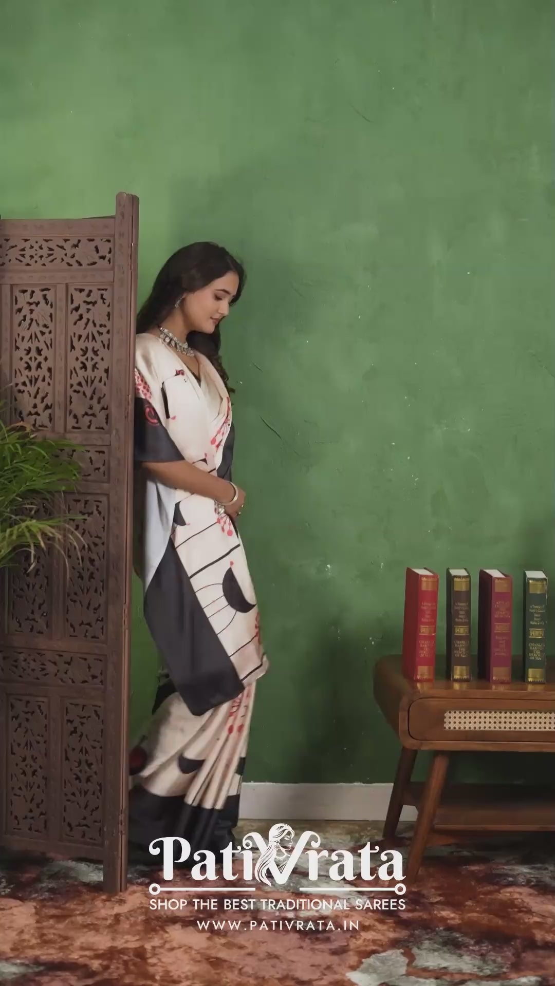 Nayantara — Modern Art-Inspired Satin Silk Saree