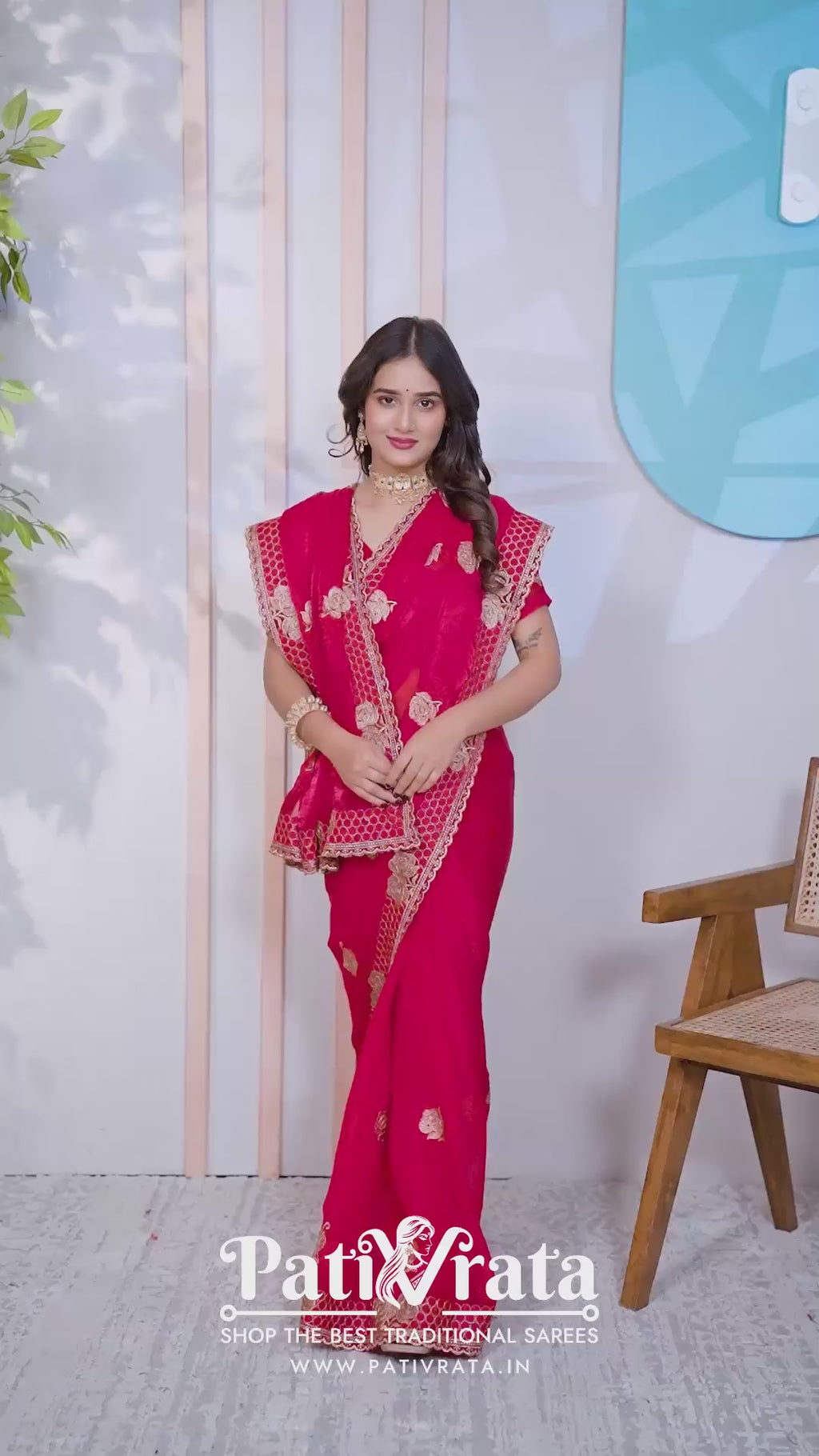 Ragini — Festive Red Frendy Silk Saree