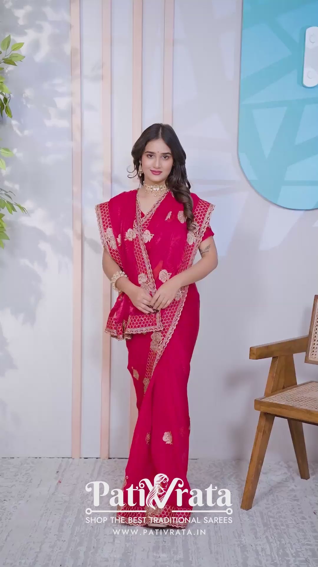 Ragini — Festive Red Frendy Silk Saree