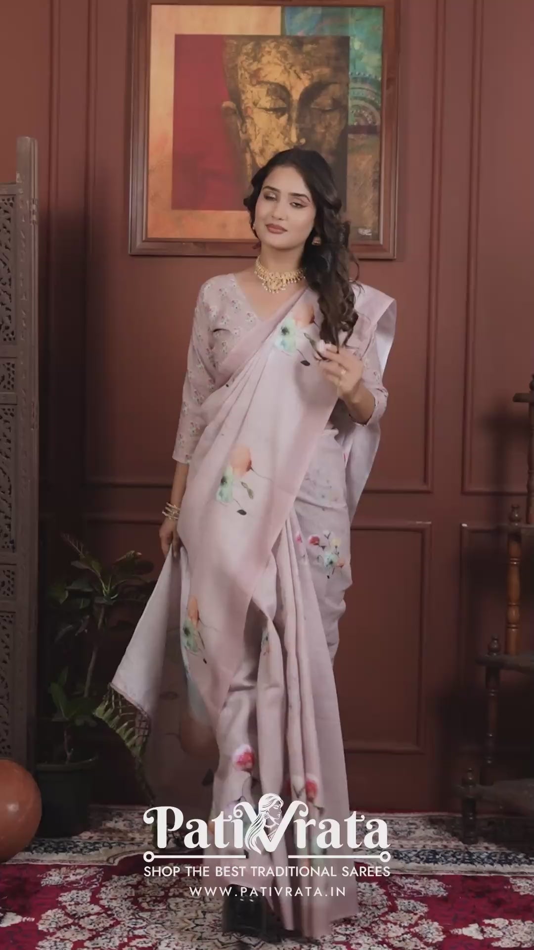 Saumya — Gulabi Phoolon Wali Mull Cotton Saree