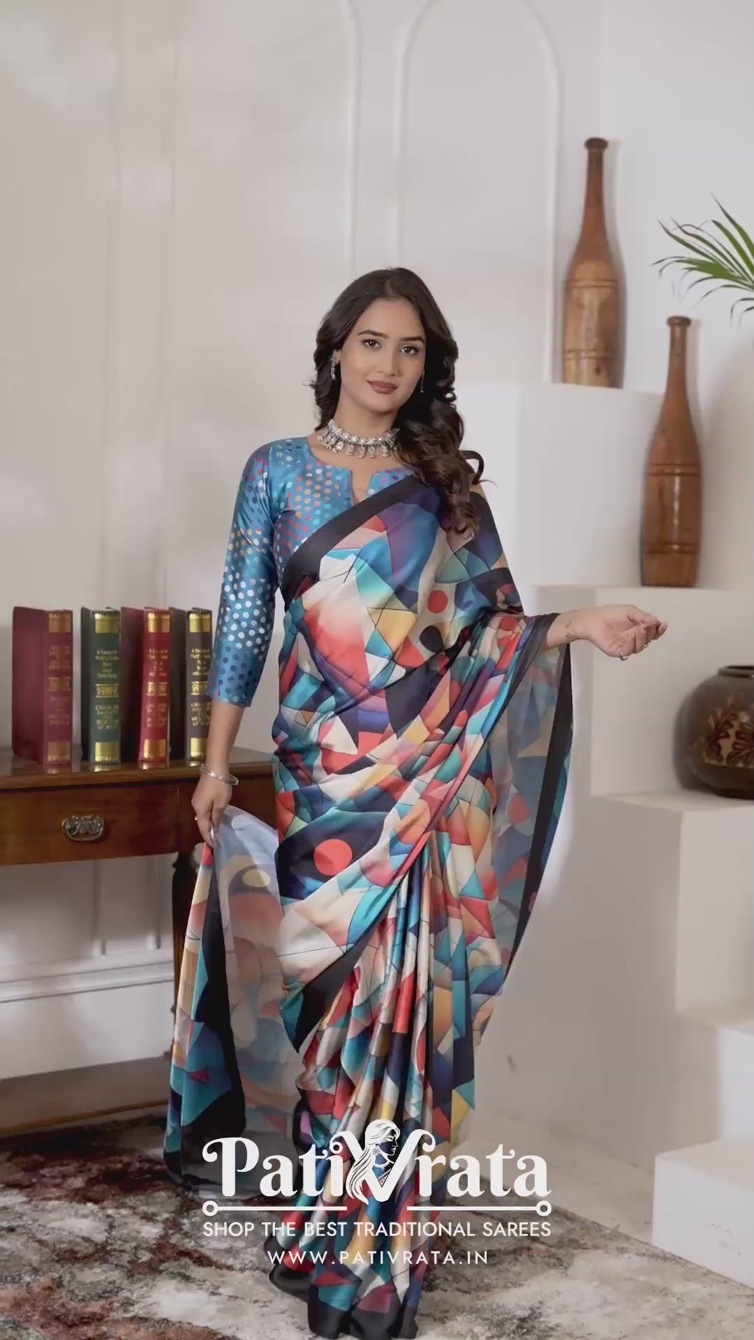 Rangdhara — The Modern Abstract Satin Saree