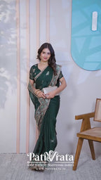 Harita — Green Butterfly Motif Frendy Saree