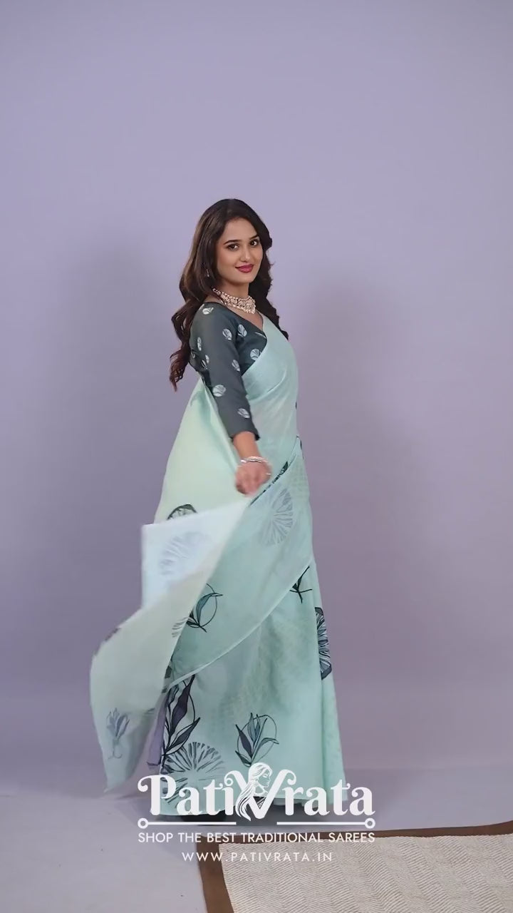 Iravati — Breeze Floral Mull Cotton Saree