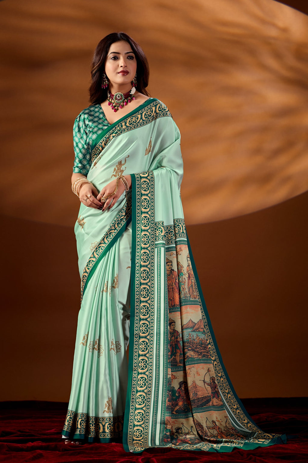 Raghukul — Divine Epic Japan Satin Saree