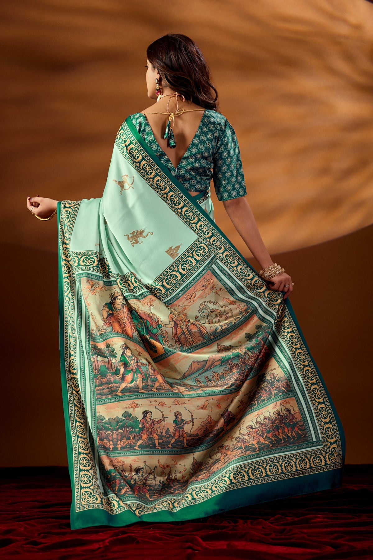 Raghukul — Divine Epic Japan Satin Saree