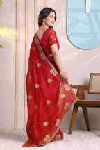 Ragini — Festive Red Frendy Silk Saree