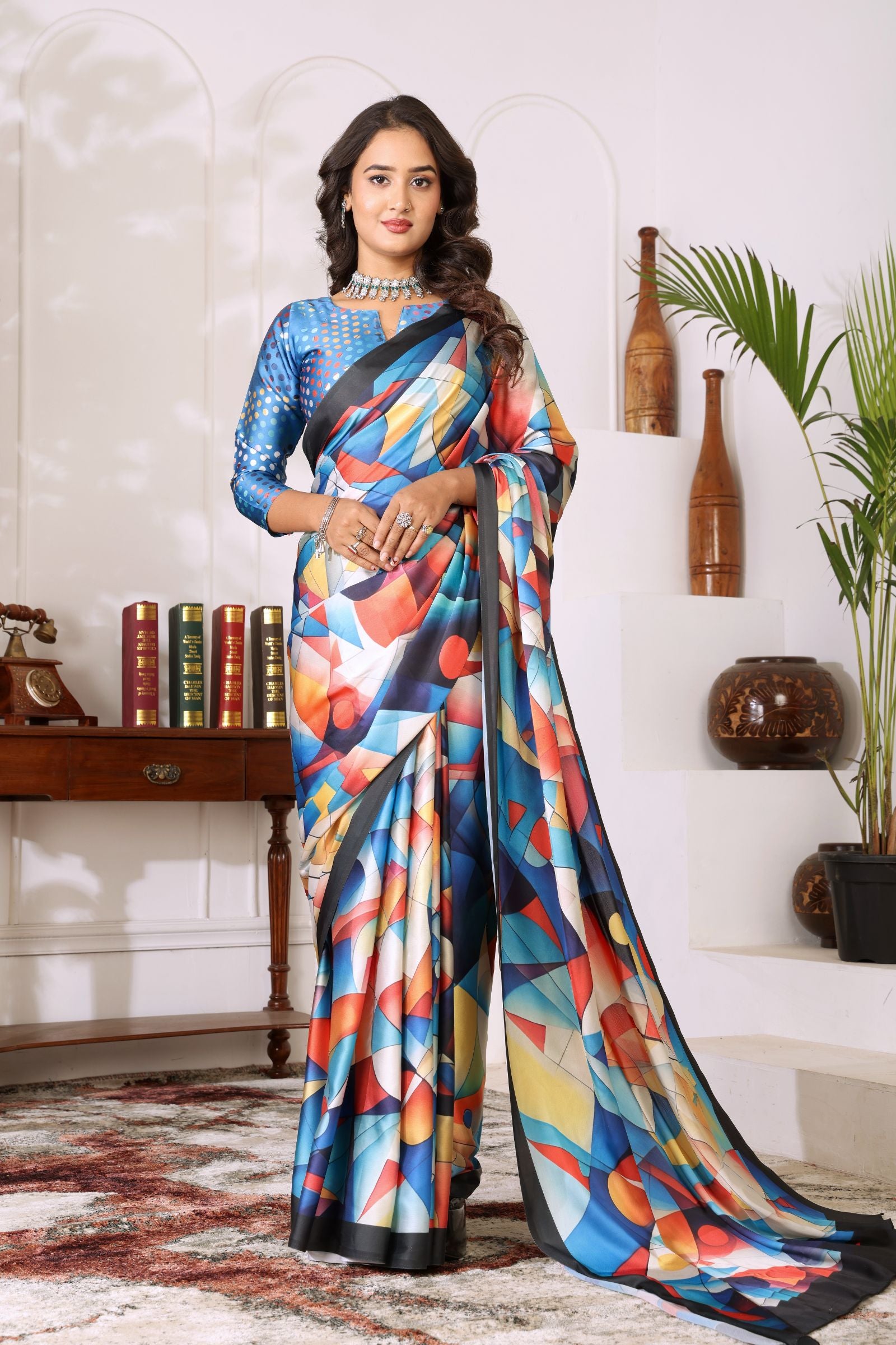 Rangdhara — The Modern Abstract Satin Saree