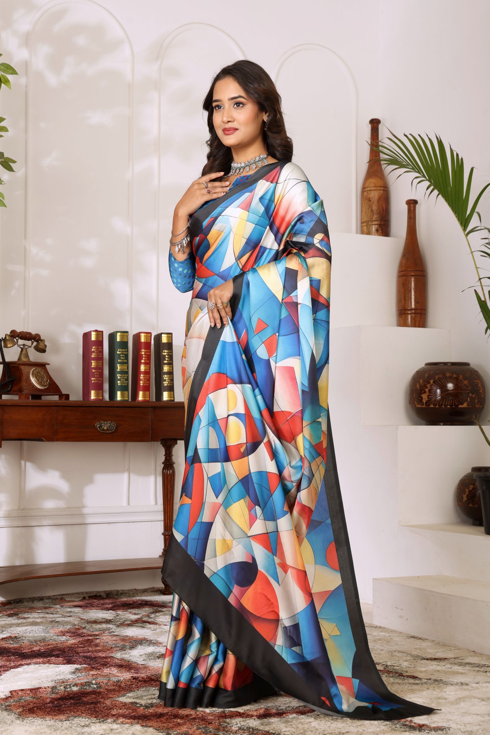 Rangdhara — The Modern Abstract Satin Saree