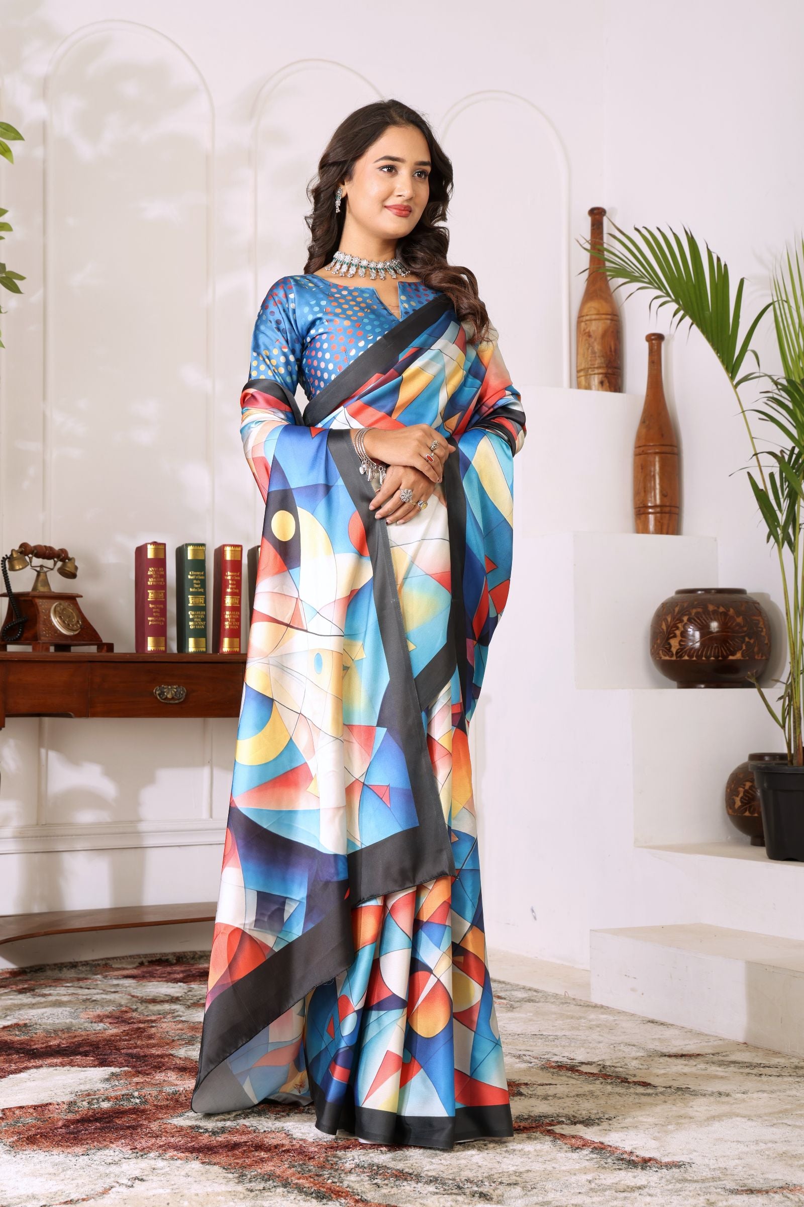 Rangdhara — The Modern Abstract Satin Saree