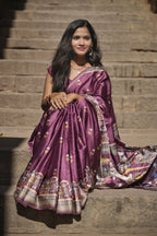 Saanvi — Royal Maroon Madhubani Art Silk Saree