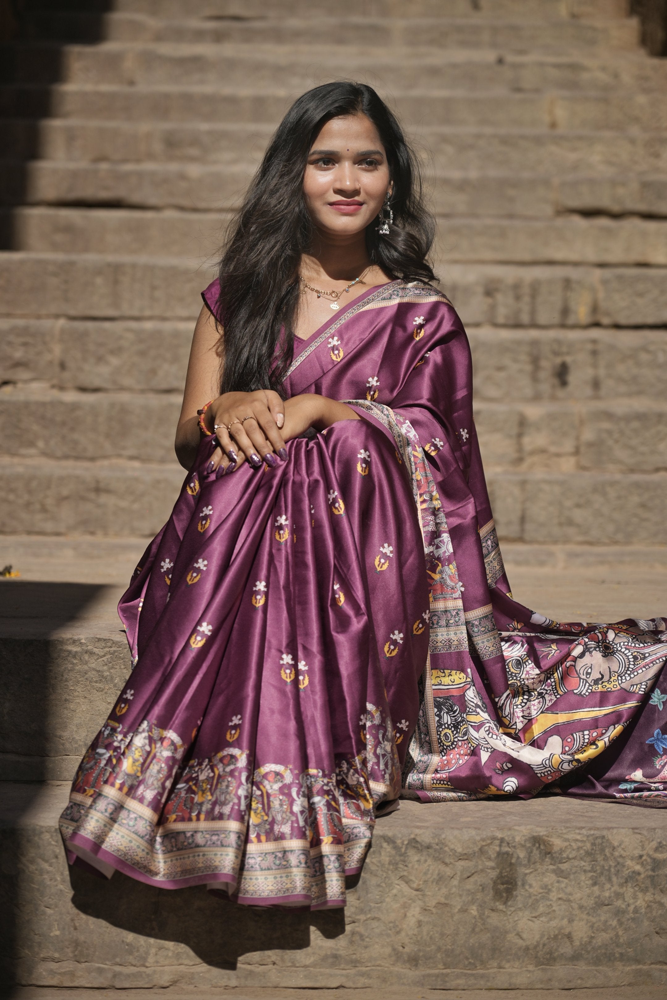Saanvi — Royal Maroon Madhubani Art Silk Saree