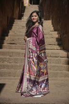 Saanvi — Royal Maroon Madhubani Art Silk Saree