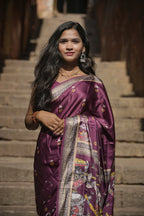 Saanvi — Royal Maroon Madhubani Art Silk Saree