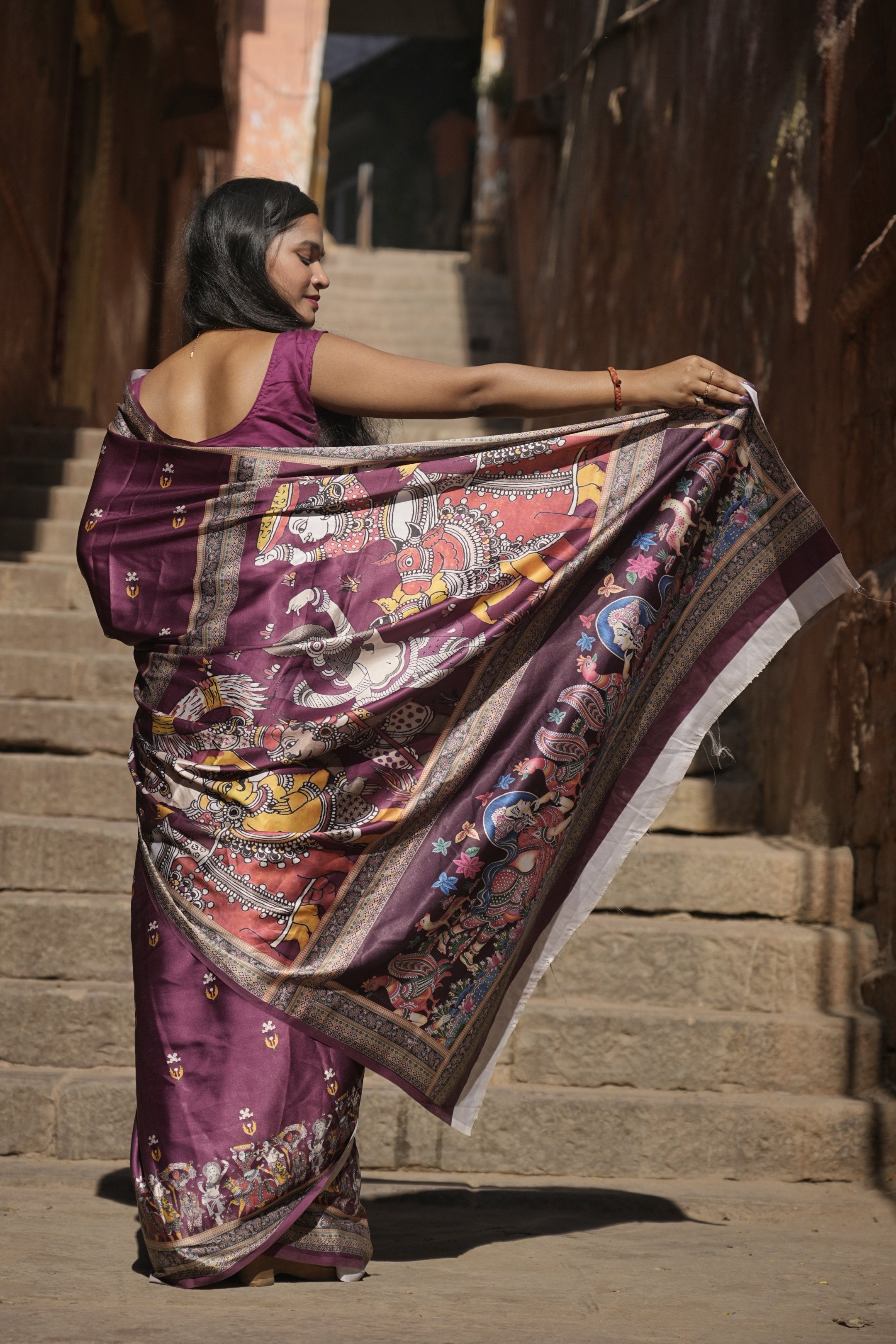 Saanvi — Royal Maroon Madhubani Art Silk Saree