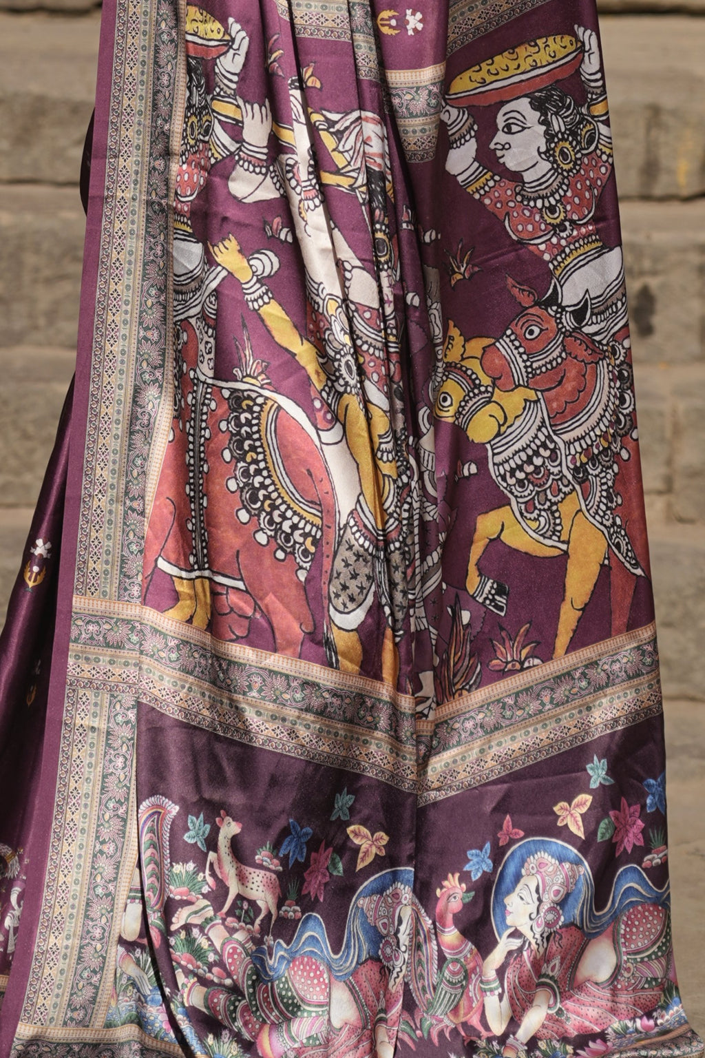 Saanvi — Royal Maroon Madhubani Art Silk Saree