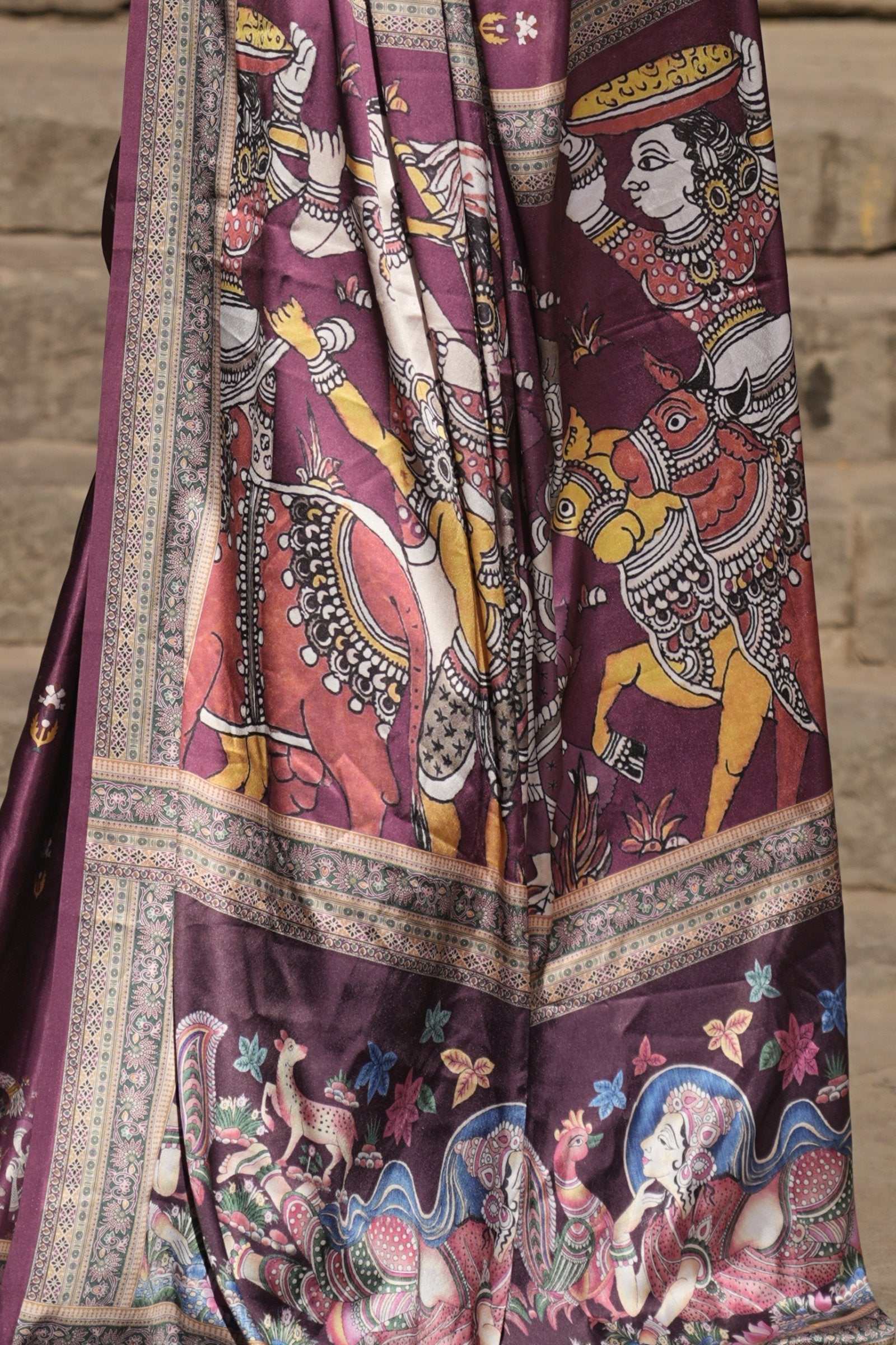 Saanvi — Royal Maroon Madhubani Art Silk Saree