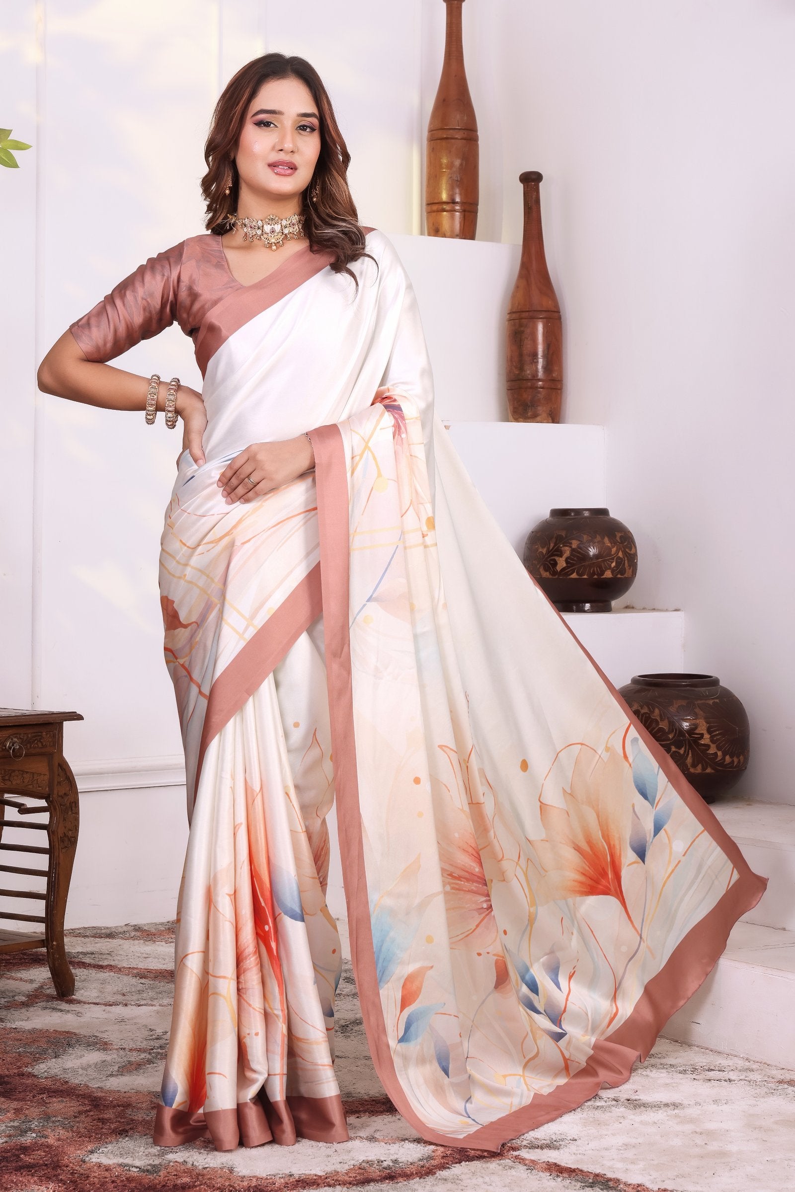 Ruhi — Botanical Japan Satin Printed Saree
