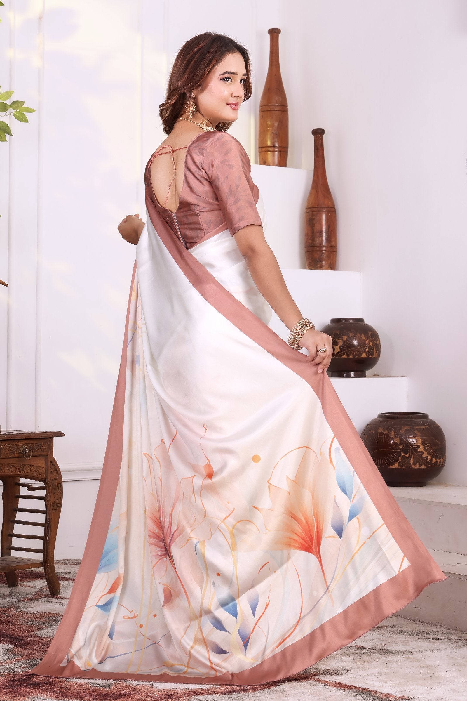 Ruhi — Botanical Japan Satin Printed Saree