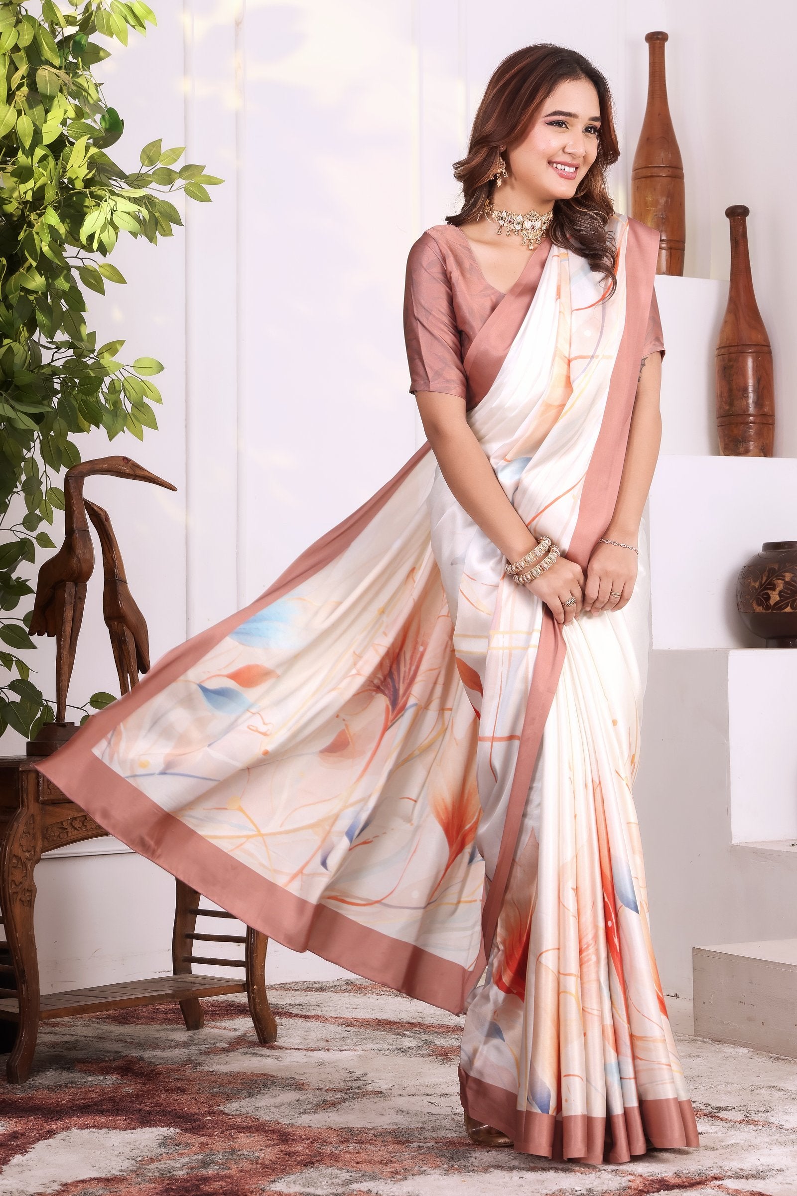 Ruhi — Botanical Japan Satin Printed Saree