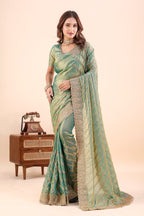Sarayu — Green Frendy Satin Silk Zari Embroidered Saree