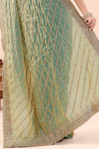 Sarayu — Green Frendy Satin Silk Zari Embroidered Saree