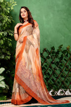 Sharvani — Earth Toned Abstract Pattern Georgette Saree