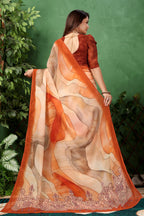 Sharvani — Earth Toned Abstract Pattern Georgette Saree