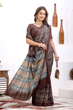 Sitara — Cotton Linen Ajrakh Inspired Saree
