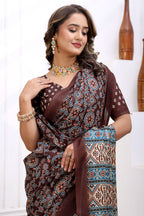Sitara — Cotton Linen Ajrakh Inspired Saree