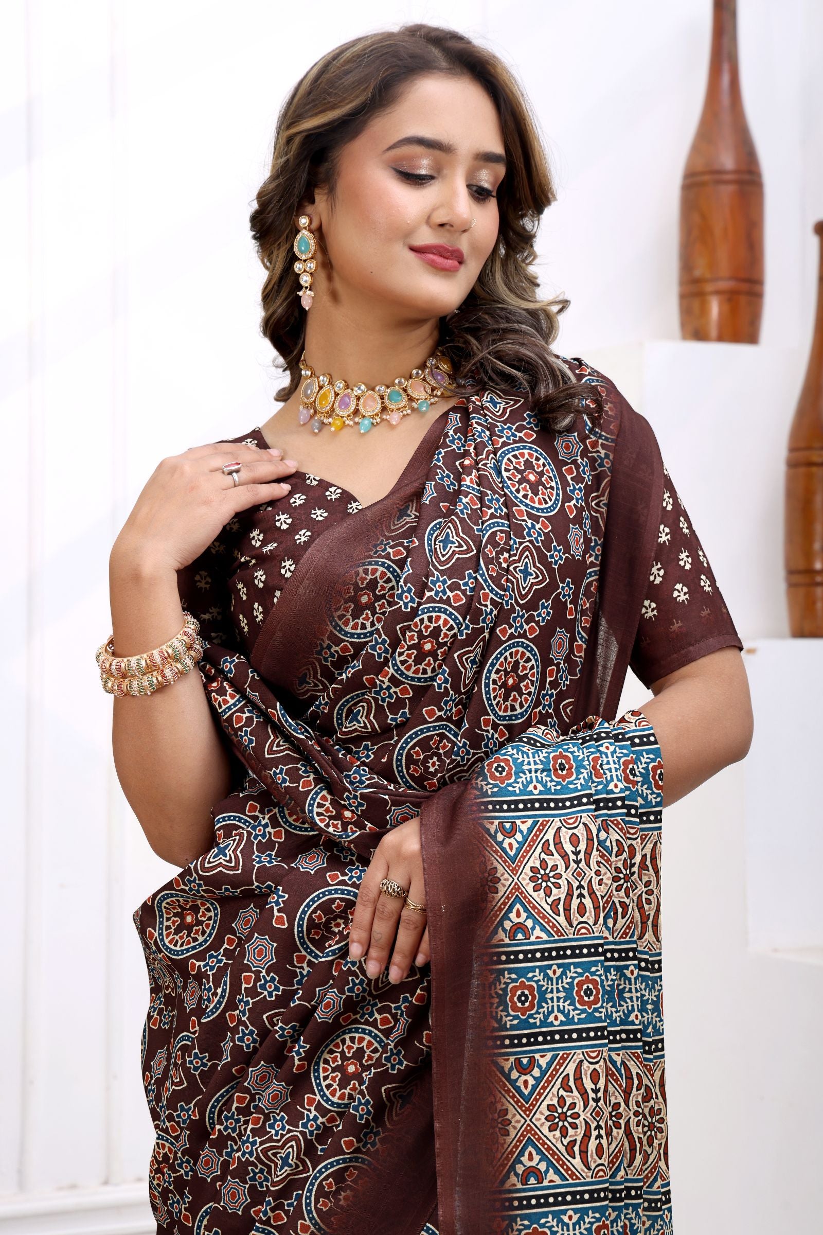 Sitara — Cotton Linen Ajrakh Inspired Saree