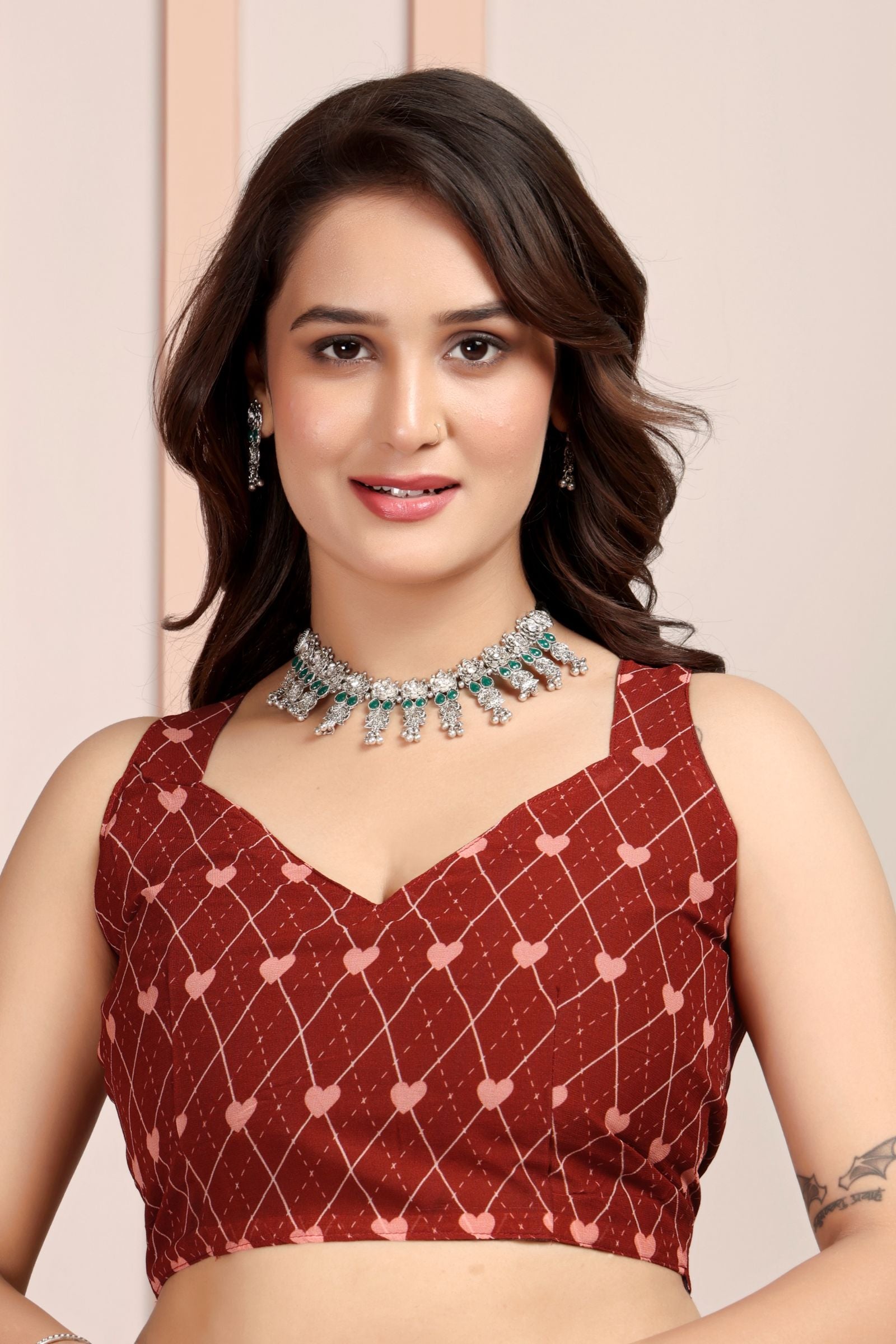 Snehika — Crimson Heart Viscose Georgette Saree