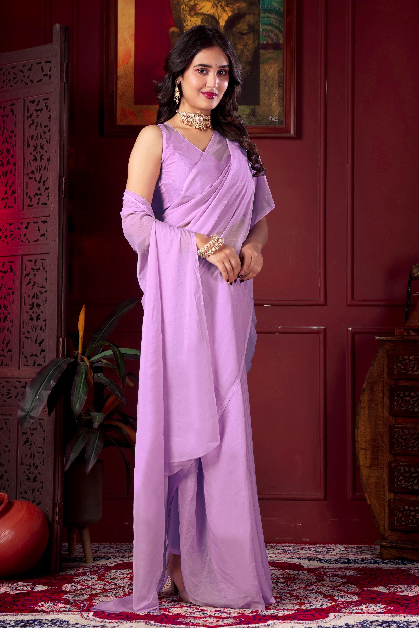 Srestha — Substle Lavender Star Georgette Saree
