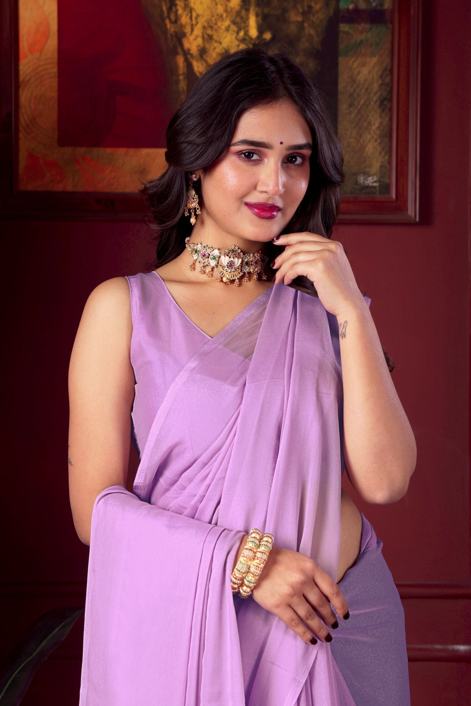 Srestha — Substle Lavender Star Georgette Saree