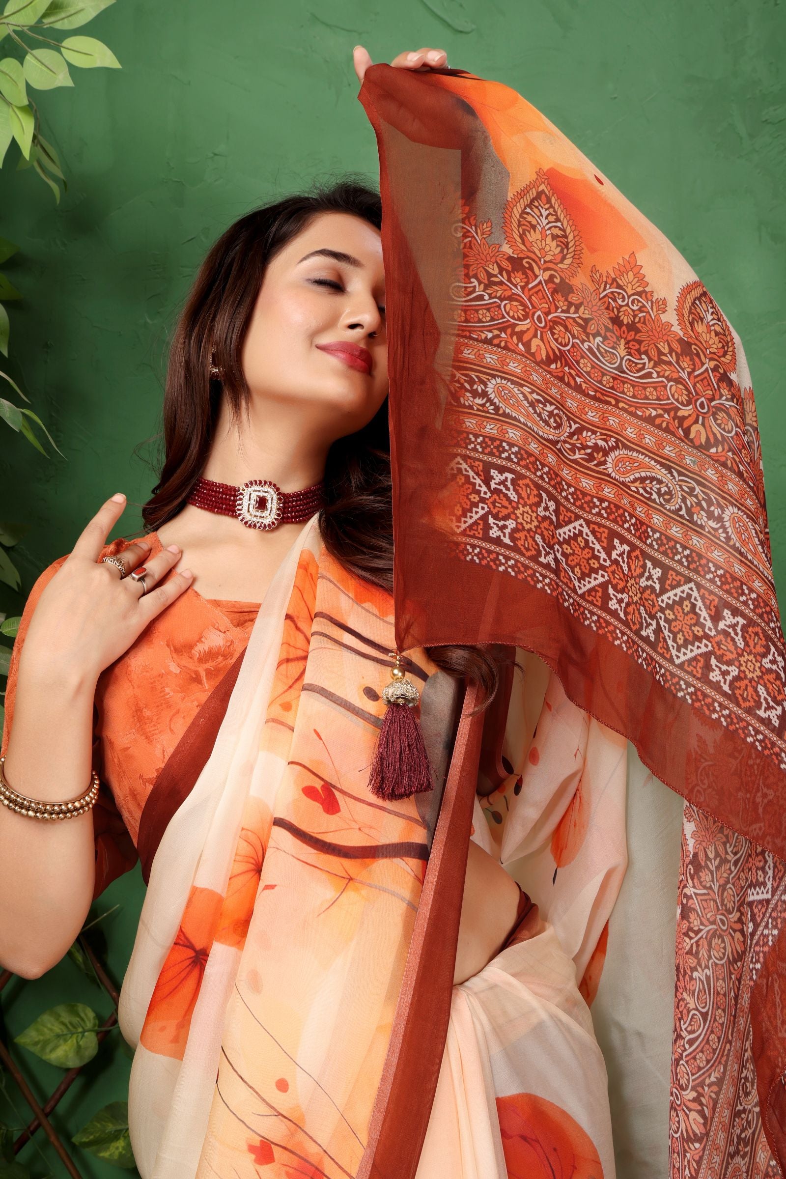 Tarunika — Blossom Print Viscose Organza Saree