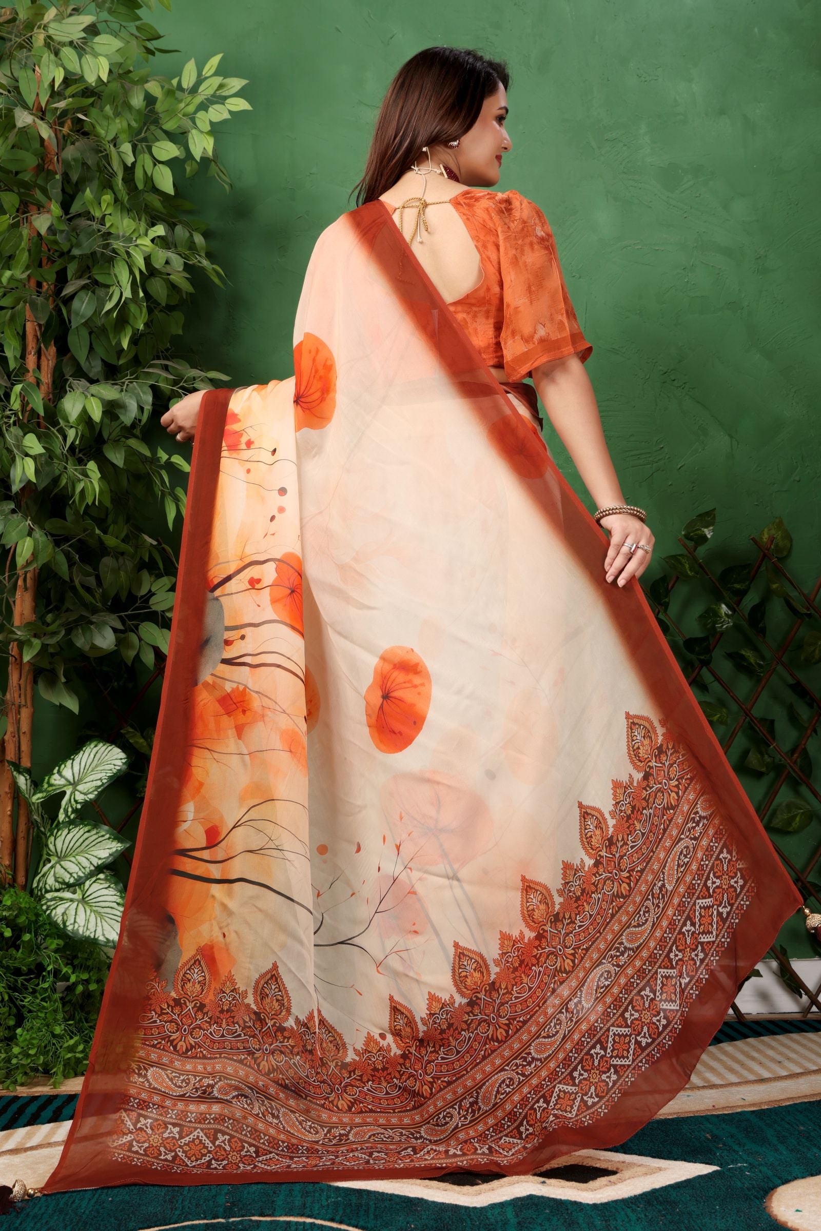 Tarunika — Blossom Print Viscose Organza Saree