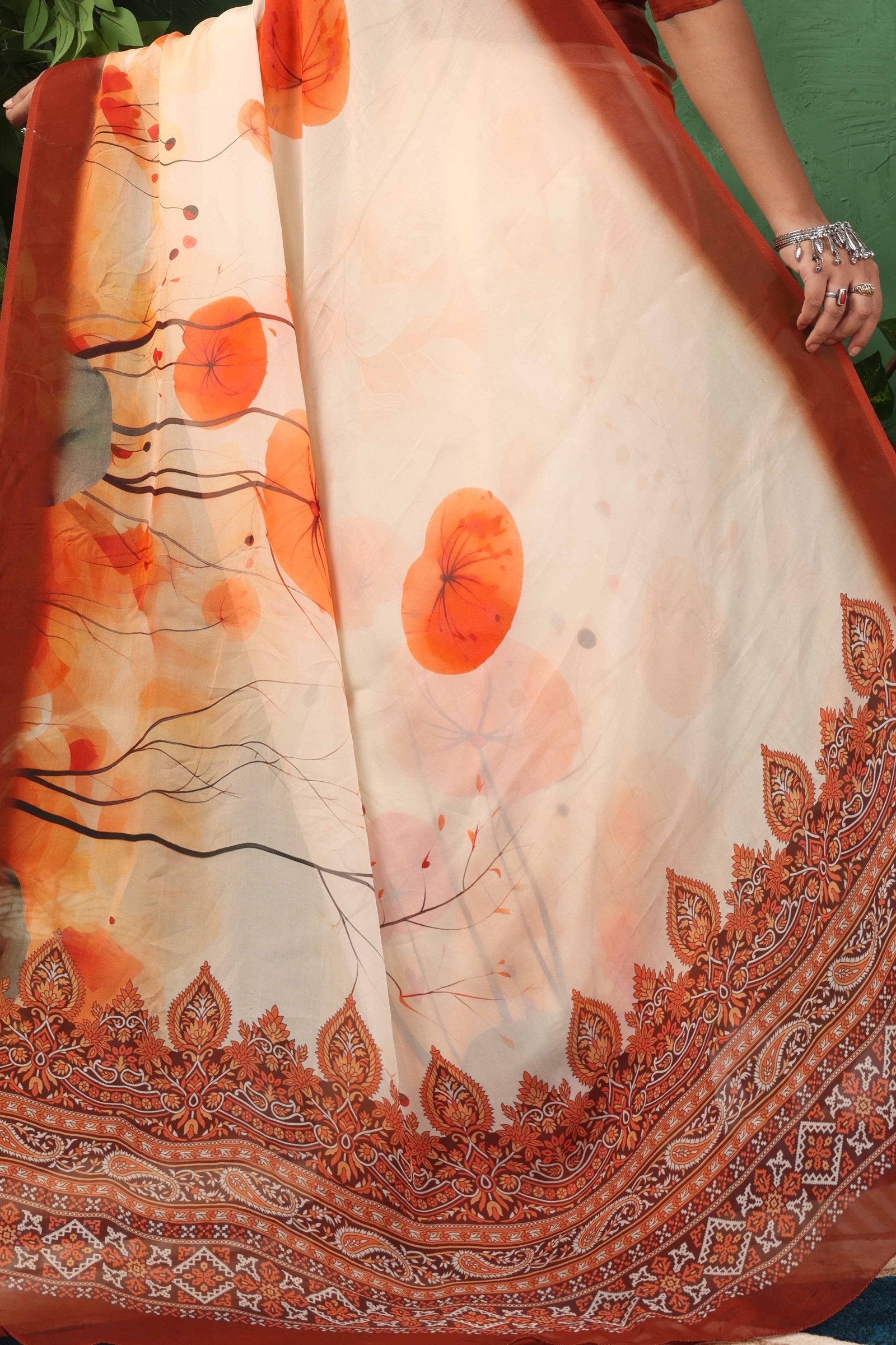 Tarunika — Blossom Print Viscose Organza Saree