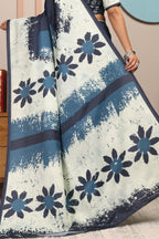 Vaidehi — Indigo Petal Breeze Cotton Linen Saree