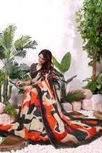 Vamika — Abstract Brushstroke Georgette Saree
