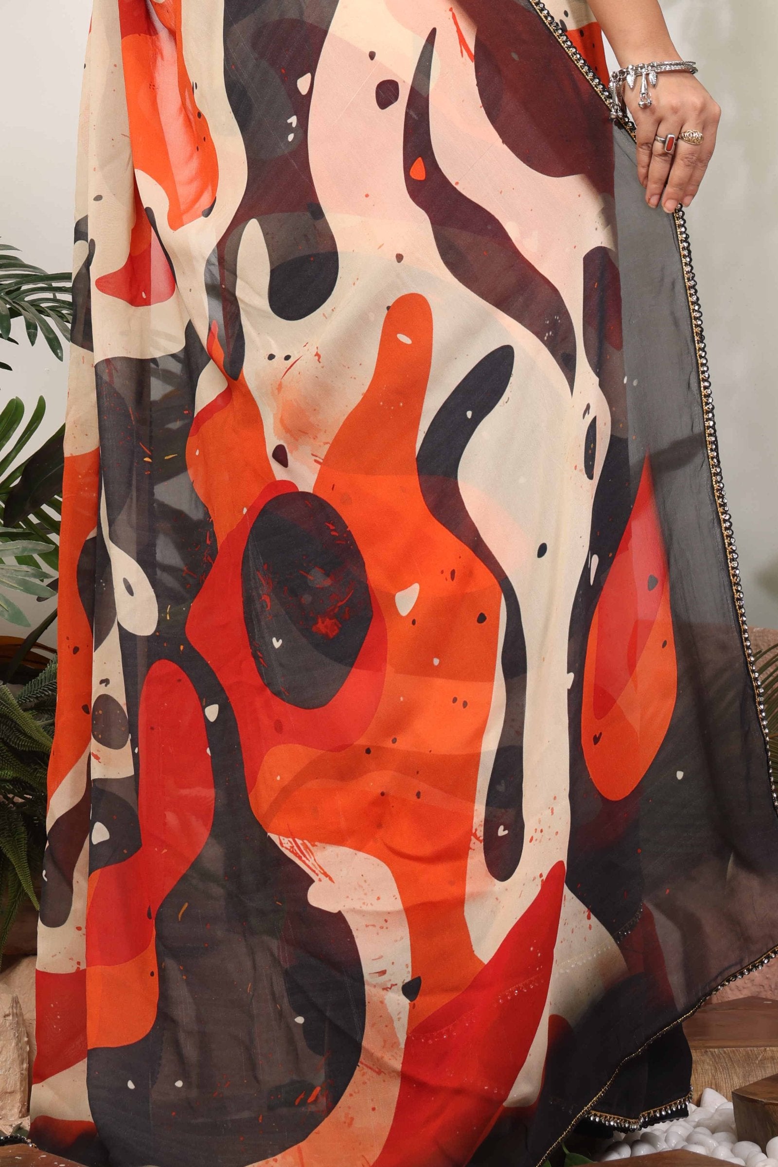 Vamika — Abstract Brushstroke Georgette Saree