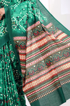Vanasri — Emerald Bandhej Cotton Linen Saree