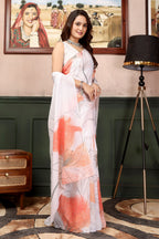 Vasudhara — Subtle Petal Print Mull Cotton Saree