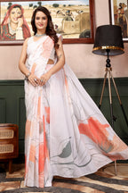 Vasudhara — Subtle Petal Print Mull Cotton Saree