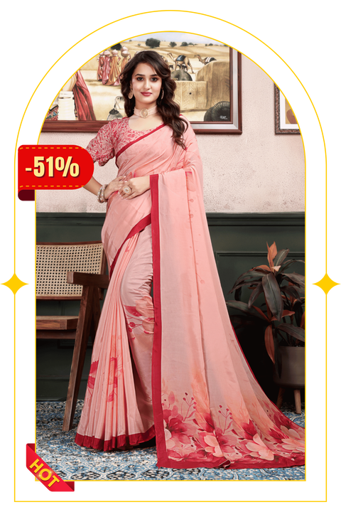 Aarohi — Blush Bloom Floral Liva Crepe Saree