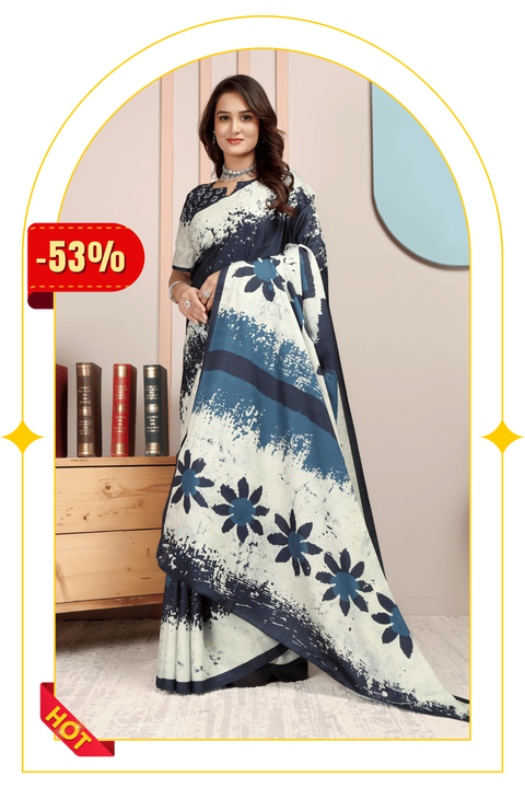 Vaidehi — Indigo Petal Breeze Cotton Linen Saree